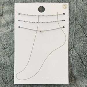 Forever 21 Silver Layered Anklet Trio